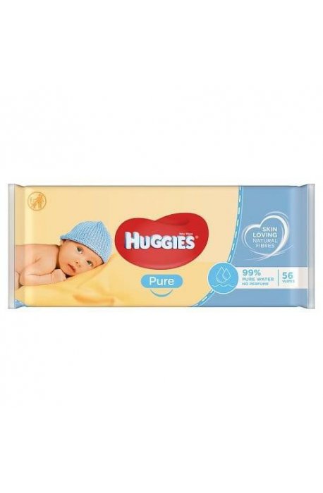 Chusteczki podpaski higieniczne - Chusteczki Nawilżone Huggies Pure 56szt - 