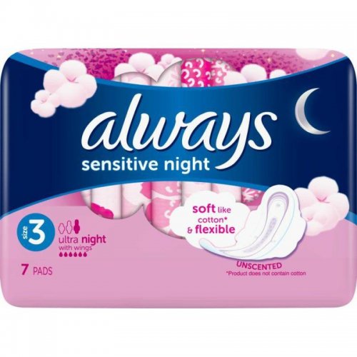 Podpaski Always Sensitive Night 7szt Różowe