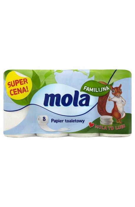Papiery toaletowe - Mola Papier Toaletowy Biały Familijny A8 - 
