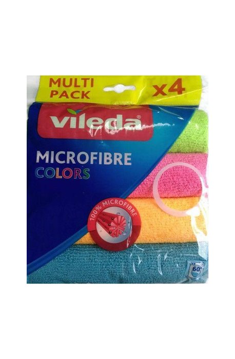 Gąbki, ścierki, szczotki - Vileda Ścierka Microfibra Color 4szt 155717 - 