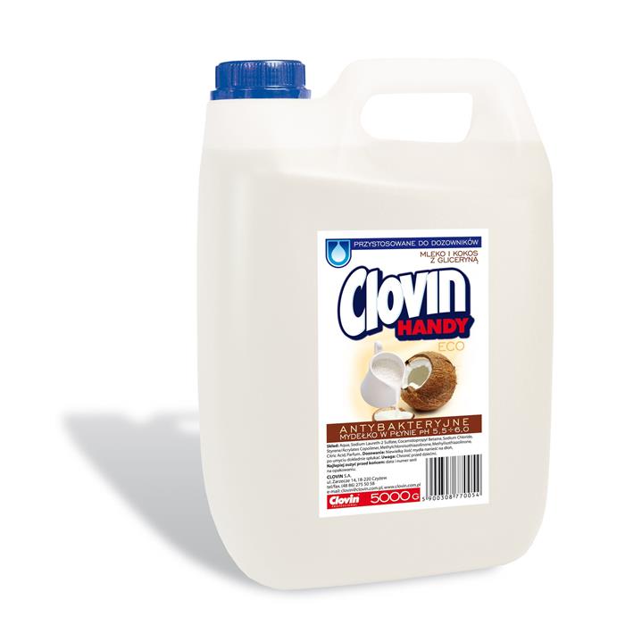 Mydła - Mydło antybakteryjne 5l Mleko i Kokos z Gliceryną Clovin - 
